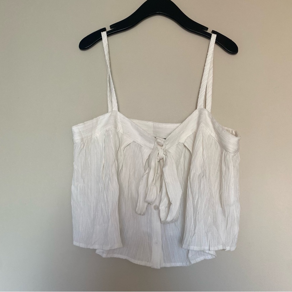 NWT Anthropologie | Sunday in Brooklyn | White Bow-Tie Cropped Tank Top, XL - Picture 3 of 10
